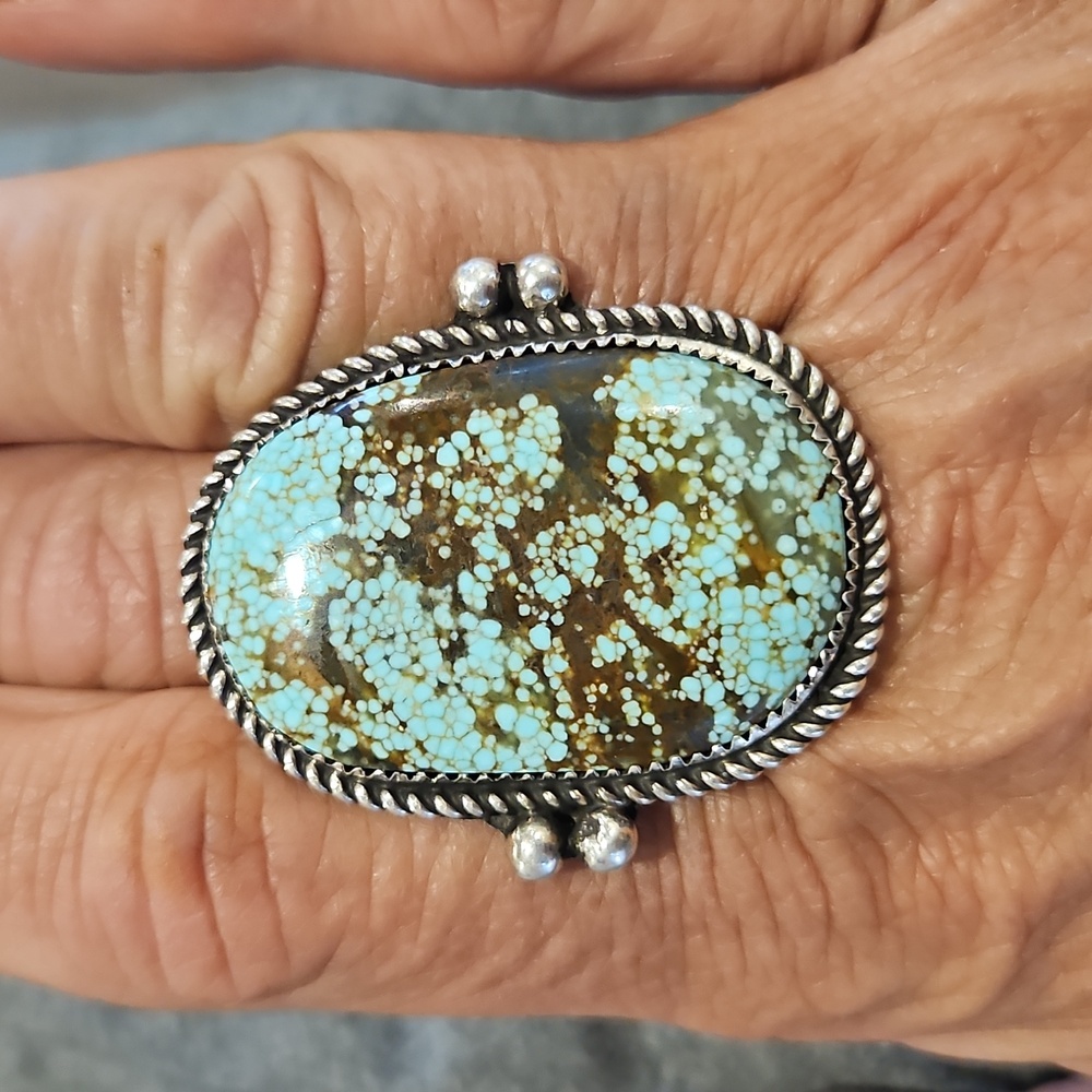 Native Statement And Adjustable Turquoise Ring - image 2